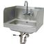 Advance Tabco 7PS40 Hand Sink Wall Mount 14 Wide x 10 Front to Back 5 Deep Bowl With Splash Mounted Faucet Splash Guards Lever Drain with Overflow P Trap wall Bracket NSF