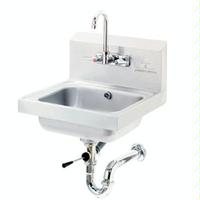 Advance Tabco 7PS50 Hand Sink Wall Mount 14 Wide x 10 Front to Back 5 Deep Bowl With Splash Mounted Faucet Lever Drain with Overflow PTrap Wall Bracket NSF
