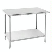 Advance Tabco AG248 Work Table 16 Gauge Stainless Steel Top Galvanized Undershelf and Legs 24 Wide x 96 Long Six Legs
