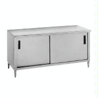 Advance Tabco CBSS305M Work Table with Cabinet Base Flat Top 2 Sliding Doors 30 Deep x 60 Long With MidShelf