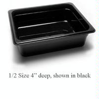 Cambro 24LPCW110 Food Pan 12 Size Black Polycarbonate 4 Deep NSF Camwear Series Priced Each Purchased in Units of 6