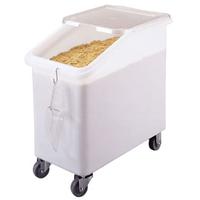 Cambro IBS27148 Ingredient Bin Mobile 27 Gallon Capacity Seamless Polyethylene Bin 3 Casters White with Clear Cover