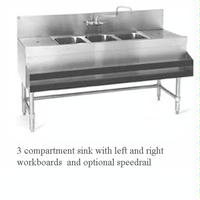 Eagle Group B3324 Underbar Sink Three Compartment 36 Long x 20 Front to Back No Workboards SpecBar2000 Series