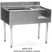 Eagle Group BM6222L7 Underbar Cocktail Workboard 62 Wide x 24 Front to Back 24 Drainboard Right 24 Ice Bin Center 63 Lbs Capacity with 7Cir Coldplate 14 Blender Recess Left 2200 Series
