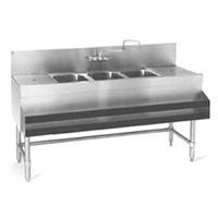 Eagle Group B43L19 Underbar Sink Three Compartment 48 Long x 19 Front to Back SpecBar2000 Series