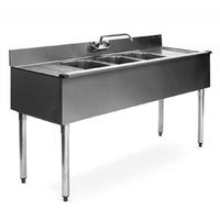 Eagle Group B5C18X Underbar Sink 3 Compartments with 2 13 Drainboards wFaucet 60 Length 1800 Series