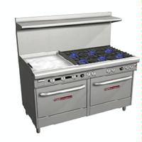 Southbend 4601AA2GL Range 60 Wide 6 Burners With Standard Grates 33000 BTU 24 Griddle Left With Two Convection Ovens
