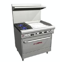 Southbend 4361A2GR Range 36 Wide 2 Burners With Standard Grates 33000 BTU 24 Griddle Right With Convection Oven 32000 BTU Ultimate Series
