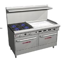 Southbend S60DD3GR Range 60 4 Burners 28000 BTU 36 Manual Griddle right With Two 26 Ovens 35000 BTU S Series