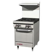Southbend S24E Range 24 Wide 4 Burners 28000 BTU With Space Saver Oven 35000 BTU S Series