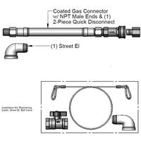 TS Brass HG4F48K Gas Connector Kit 1 14 48 Long 1 Quick Disconnect 1 Street EL Ball Restraining Cable Adj