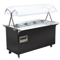 Vollrath 3871060 Hot Food Table 4 Pan 60 Long x 24 Wide 35 Work Surface Complete with Buffet Breath Guard WITH LIGHTS Black Affordable Portable Series