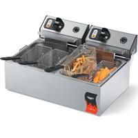 Vollrath 40707 Fryer Electric Countertop Twin Fry Baskets 10 LB Capacity Each Thermostatic Controls