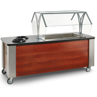 Vollrath 75731 Combination Hot and Cold Food Table Soup and Salad Cart 3 Cold Pans 2 Soup Warmers 84 Length Dual Service Breath Guard
