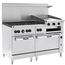 Vulcan 60SS6B24GBP Range 60W 6 Burners 30000 BTU 24 Manual Raised GriddleBroiler Right with Two Standard Ovens Left Oven 23000 BTU Right Oven 35000 BTU LP