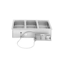 Wells MOD300TDMAF Food Warmer Top Mount Built In Electric 3 12 x 20 Openings with Drains With Valve AutoFill WetDry Individual Thermostatic Controls