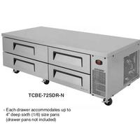 Turbo Air TCBE72SDRN Refrigerated Chef Base 4 Drawers 72 Length Accomodates 48 16 Pans 5 Casters