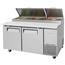 Turbo Air TPR67SDN Refrigerated Counter Deli Pizza Prep Table 2 Doors 67 Length 9 13 Size Pans Casters