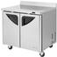 Turbo Air TWR36SDN6 Worktop Refrigerator 2 Sections 3614 Length Backsplash Casters