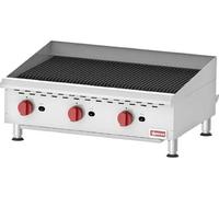 Omcan 43728 Charbroiler Countertop Gas Radiant 36 Wide 40000 BTU Every 12 Manual Controls 