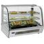Omcan 39536 Curved Glass Heated Countertop Display Merchandiser 86F 180F 3 Adjustable Shelves 34 Long Rear Sliding Doors