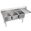 John Boos E3S8162012R18 Sink 3 Compartments 16 Wide x 20 Front to Back x 12 Deep Bowls 18 Drainboard Right 18 Gauge E Series