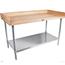 John Boos DNS08X Bakers Table Maple Wood Top Backsplash Galvanized Base and Undershelf 30 x 60 Length