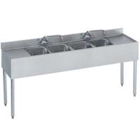 Krowne 1864C Underbar Sink 4 Compartments with 12 Drainboards wFaucet 72 Length 1800 Series