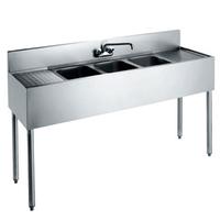 Krowne CS1872 Sink 3 Compartment 14 Wide x 10 Front to Back x 10 Deep Bowls 18 Drainboard Left 18 Drainboard Right Stainless Steel Side and Legs