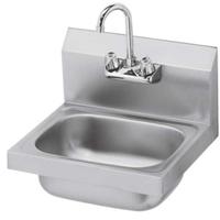Krowne HS2L Hand Sink 14 Wide x 10 Front to Back x 6 Deep Bowl Includes Low Lead Splash Mount Gooseneck Faucet 