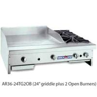 American Range AR6048G2OB Griddle Hotplate Combo Gas 48 Griddle and 2 Open Burners Manual Controls
